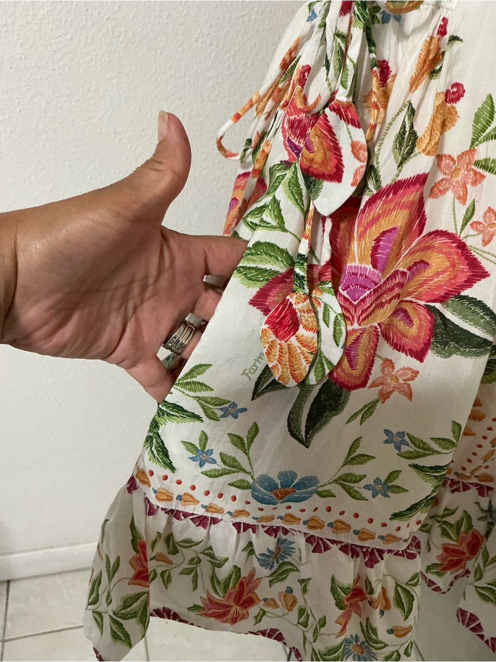 Farm Rio Off-White Bloom Garden Mini Dress Size XS - Picture 9 of 16